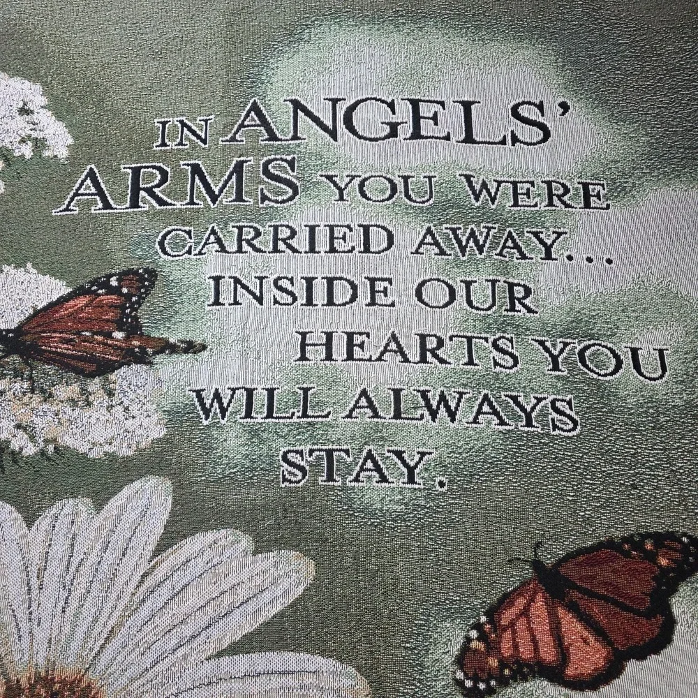 Throw/Tapestry Angels' Arms - White Floral With Monarch Butterflies 50